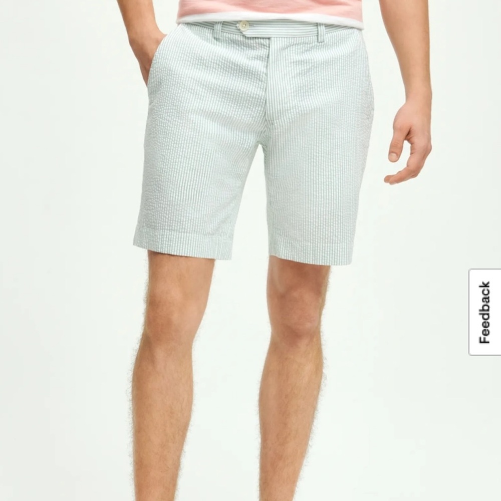 Brooks Brothers Washed Stretch Cotton Seersucker Shorts - Picture 4 of 12